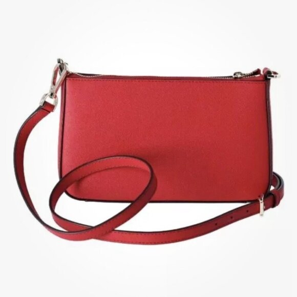 Michael Kors Jet Set Medium Saffiano Leather Crossbody Bag With Gold Chain Strap - Picture 2 of 6